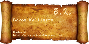 Boros Kalliszta névjegykártya