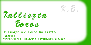 kalliszta boros business card